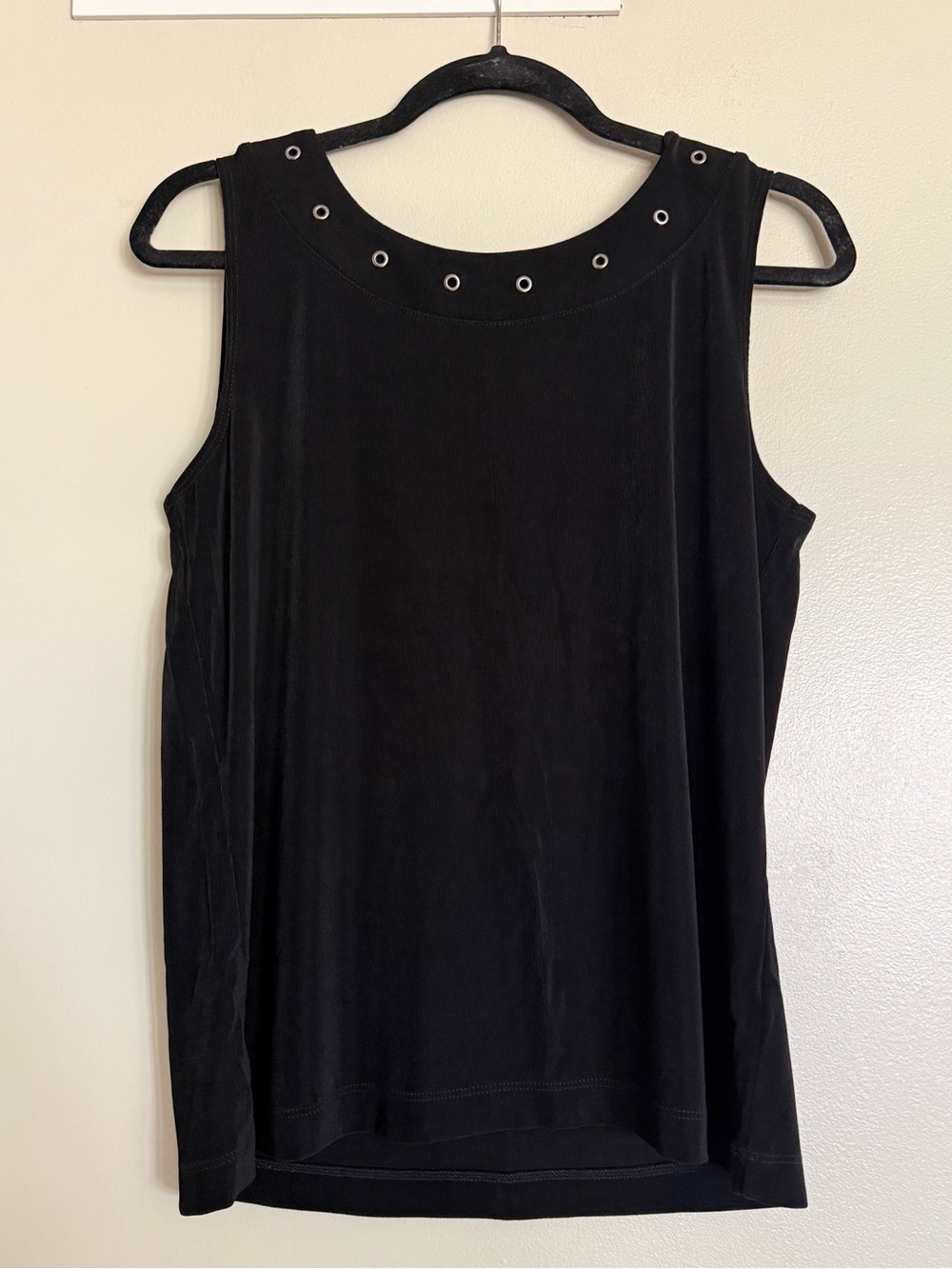 Vintage Chico's Travelers Black Sleeveless Grommet-Trim Women's Top Size 2
